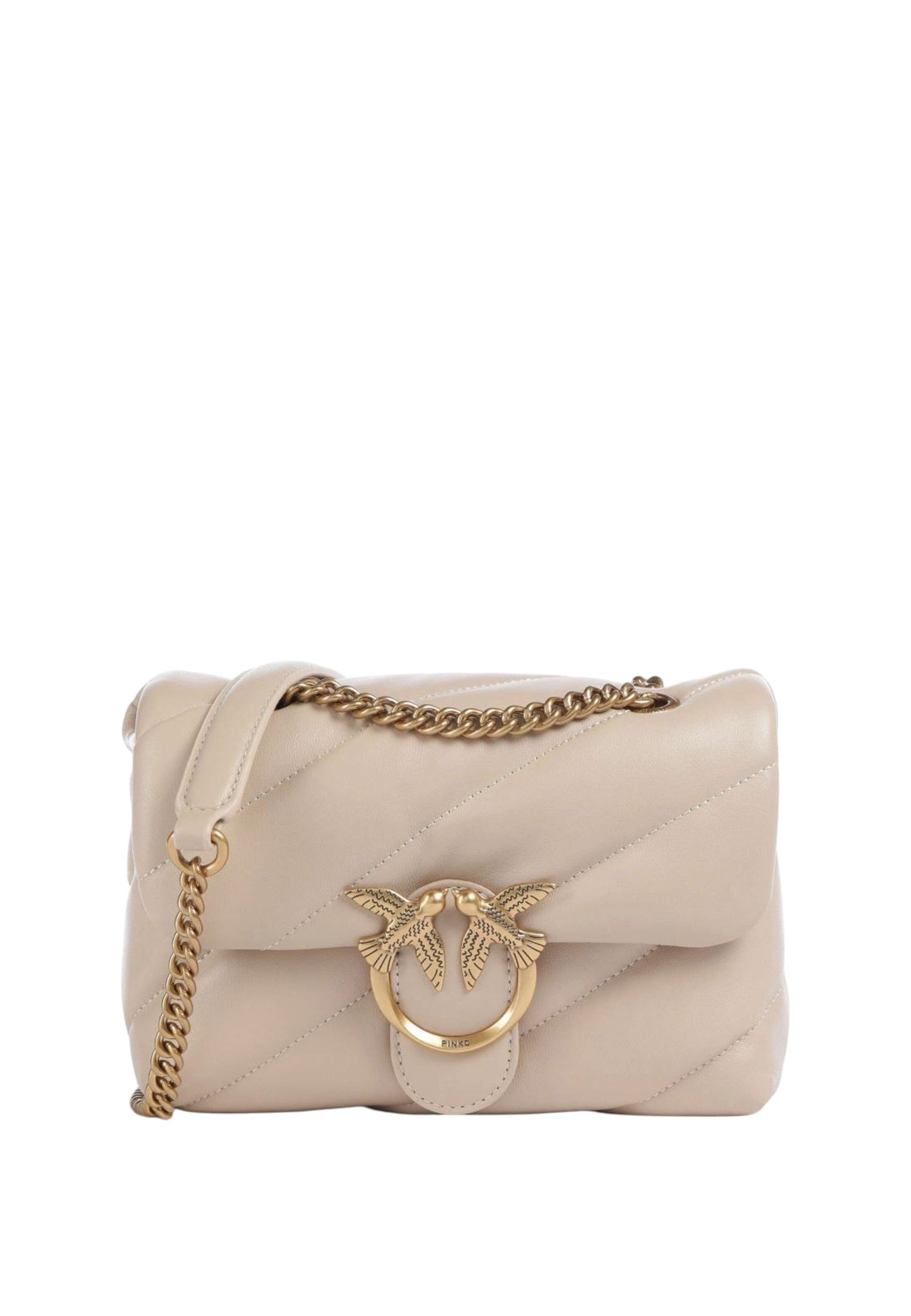 BORSA PINKO LOVE MINI PUFF 100039 A0F2 BEIGE GRIGIO FUMO