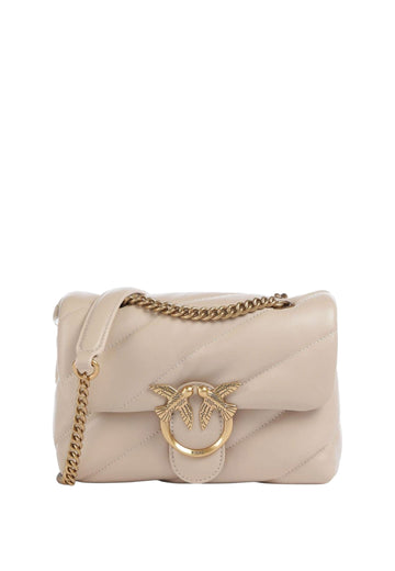 BORSA PINKO LOVE MINI PUFF 100039 A0F2 BEIGE GRIGIO FUMO