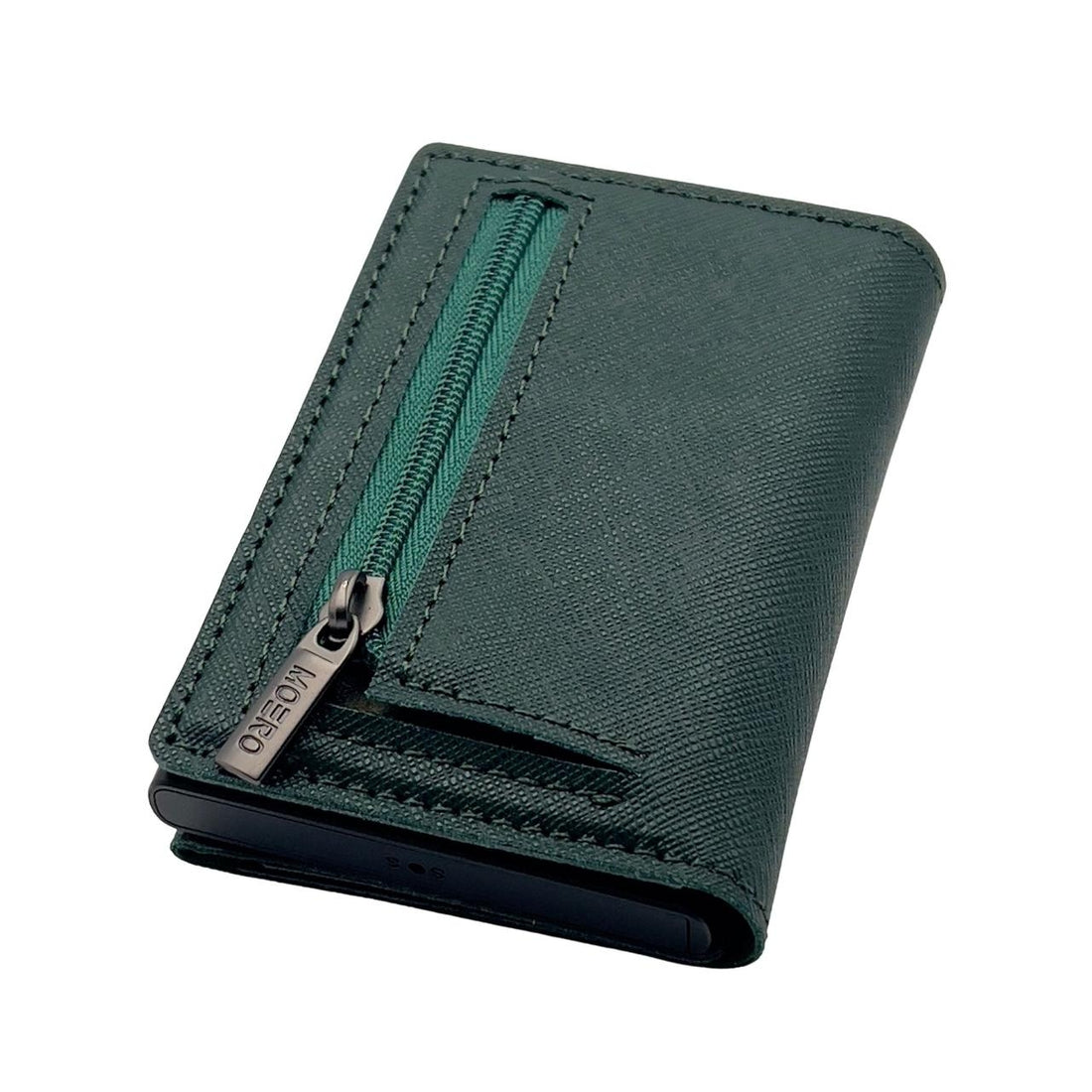 PORTAFOGLIO MOERO PRO SAFFIANO CON ZIP VERDE-GOLD