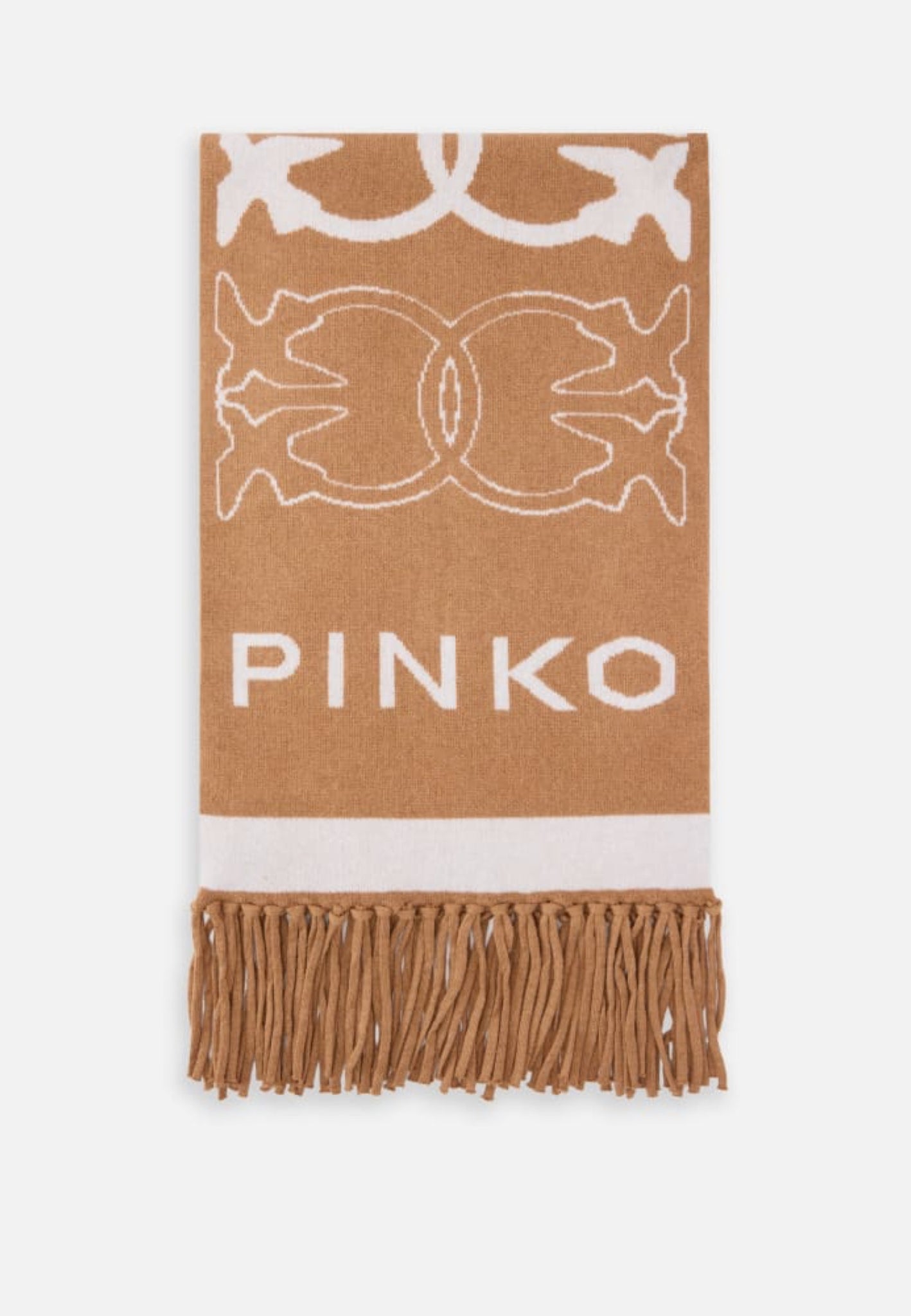 SCIARPA PINKO SVEZIA JACQUARD LOGO 105992 A2YO MZ2 CAMELLO-BIANCO