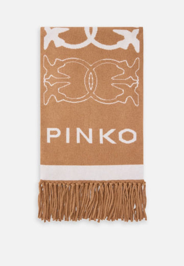 SCIARPA PINKO SVEZIA JACQUARD LOGO 105992 A2YO MZ2 CAMELLO-BIANCO