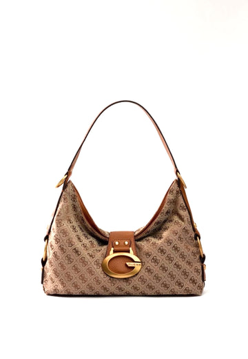 BORSA A SPALLA DONNA GUESS CAMDEN JJ930818 LATTE LOGO COGNAC