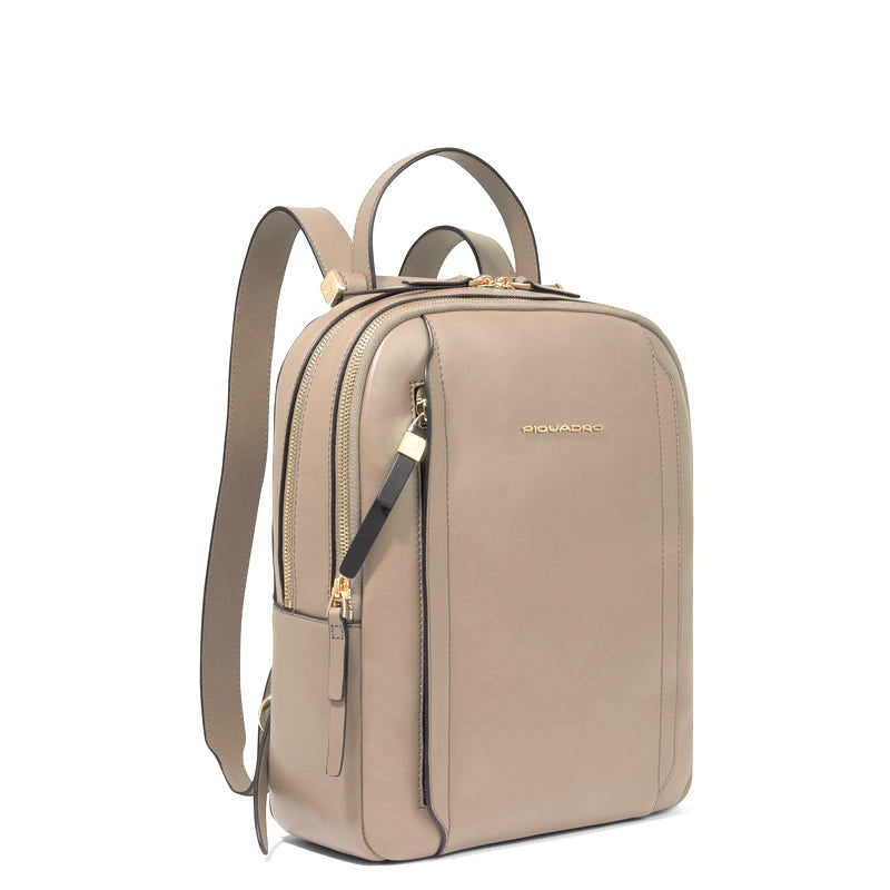 PIQUADRO WOMEN'S LEATHER BACKPACK CA5566W92 TAUPE