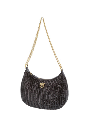 BORSA PINKO HALF MOON PAILLETTES 105916 A2WC Z99Q NERO