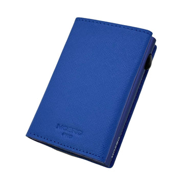 PORTAFOGLIO MOERO PRO SAFFIANO CON ZIP BLU SHOCK-MIDNIGHT