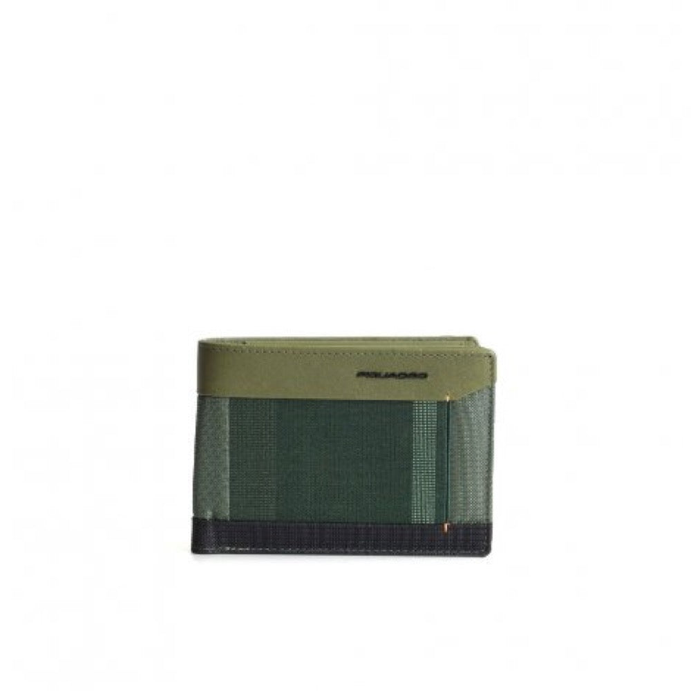 PIQUADRO COMPLETE FABRIC-LEATHER WALLET PU1392S131R GREEN