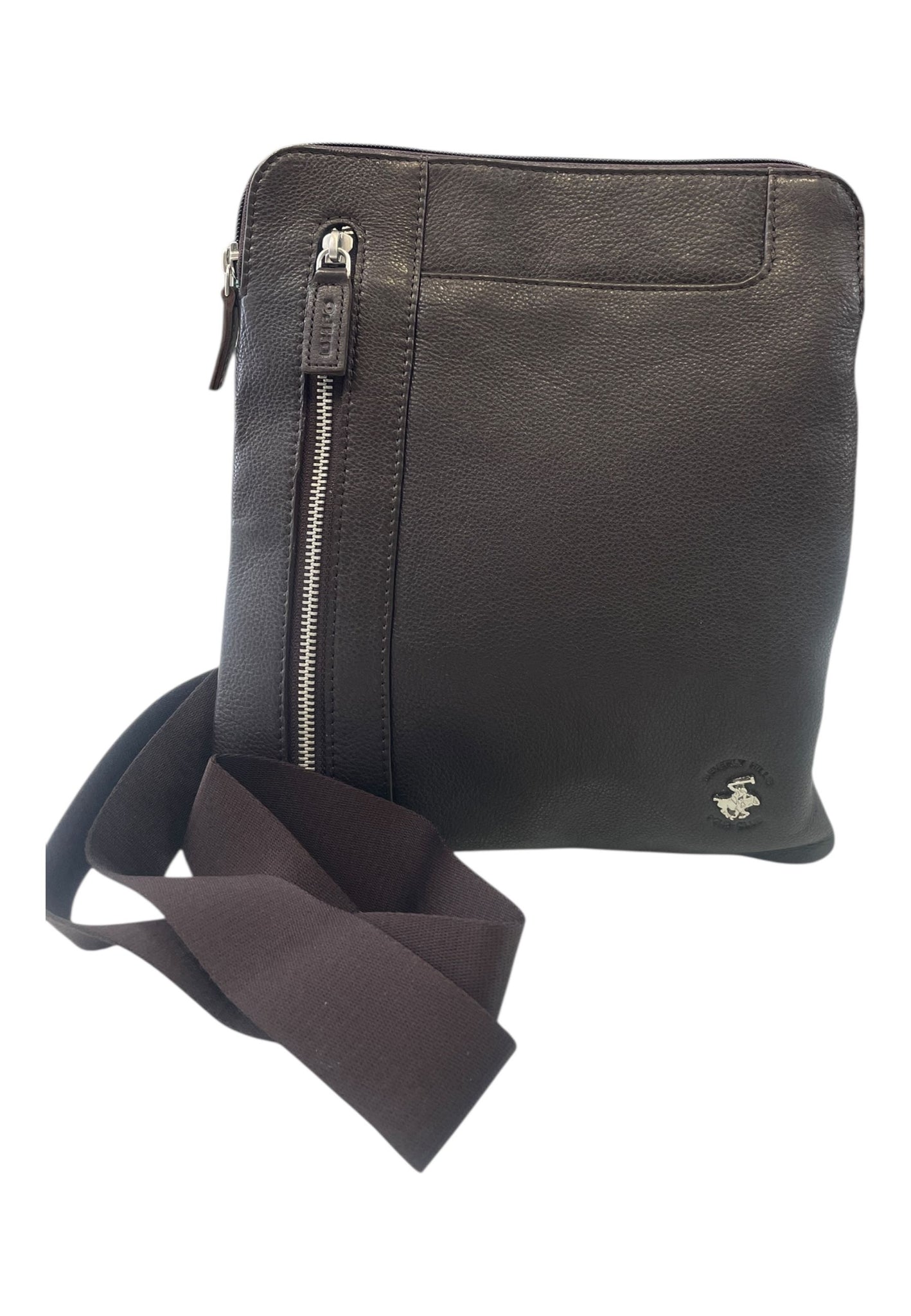 BORSELLO TRASVERSALE UOMO IN PELLE BEVERLY HILLS POLO CLUB GRANDE BH-8471 MORO