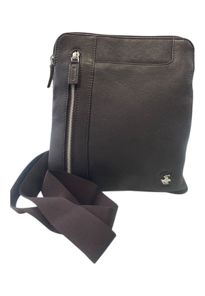 BORSELLO TRASVERSALE UOMO IN PELLE BEVERLY HILLS POLO CLUB GRANDE BH-8471 MORO