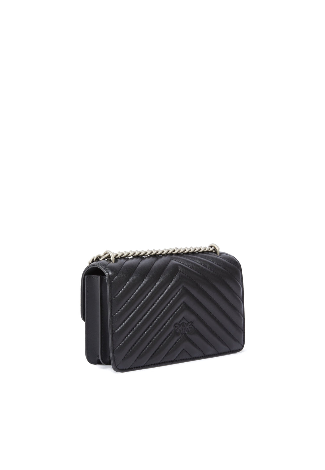 BORSA PINKO LOVE MINI CHEVRON 100074 A0GK Z99O NERO-ARGENTO