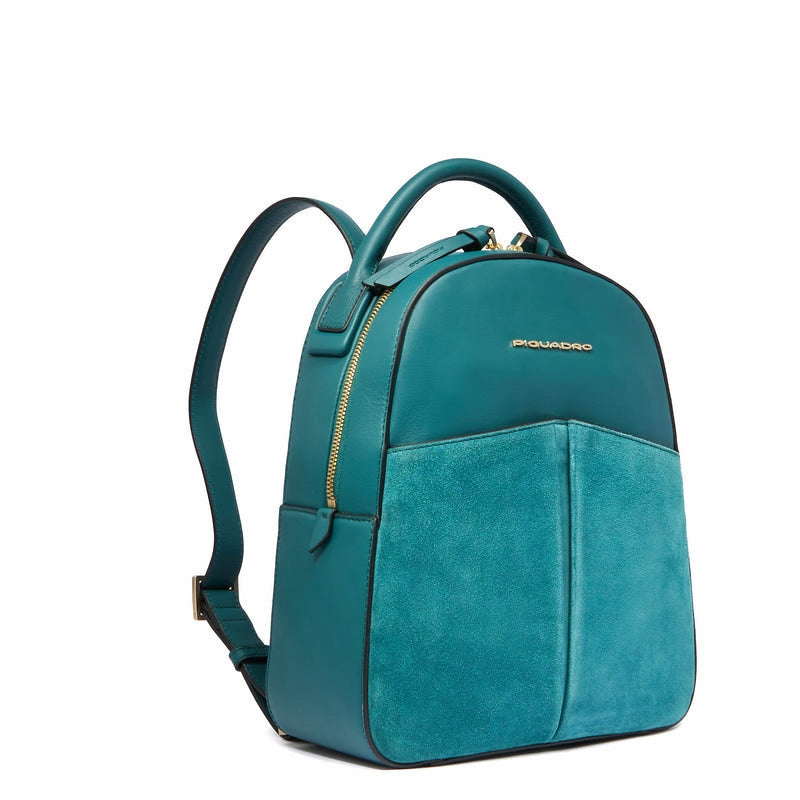 PIQUADRO WOMEN'S LEATHER BACKPACK CA6454W134 TEAL