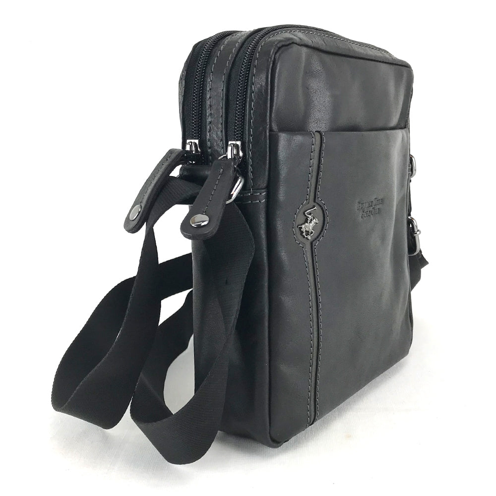 BORSELLO TRASVERSALE UOMO IN PELLE BEVERLY HILLS POLO CLUB BH-382 NERO