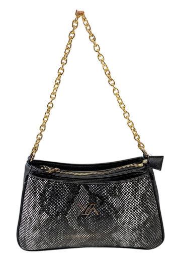 BORSA A SPALLA DONNA VERDE 16-0008177 ANIMALIER NERO