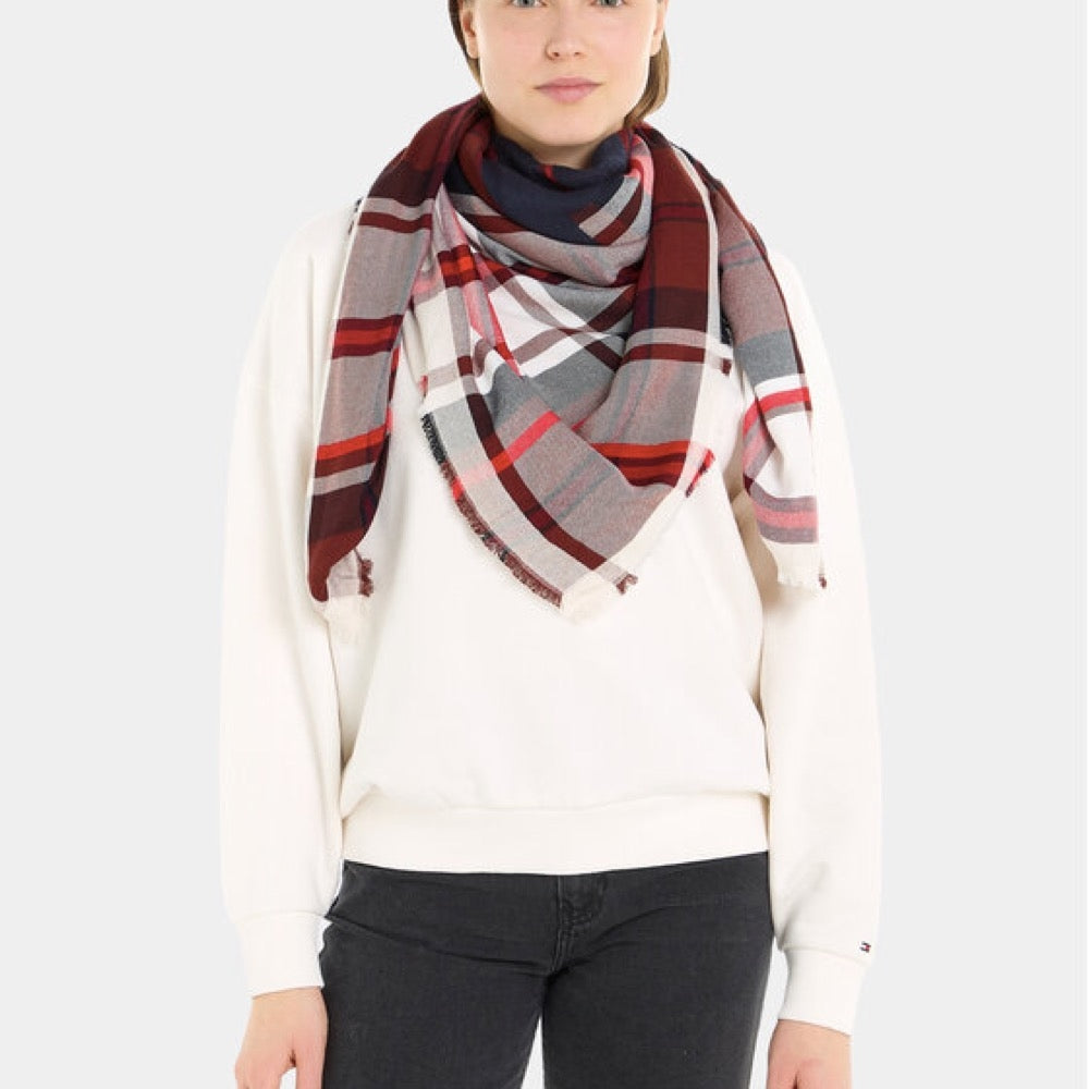 PASHMINA TOMMY HILFIGER QUADRATO AW0AW15330 DW6 ROSSO-BLU