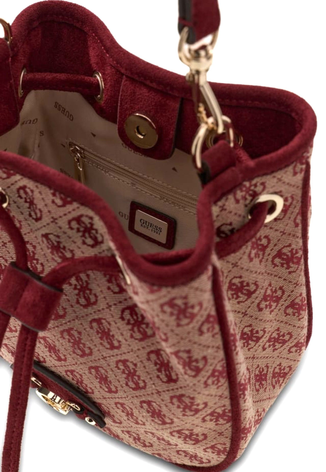 BORSA SECCHIELLO GUESS SAMANTHA MINI JG231377 MERLOT LOGO
