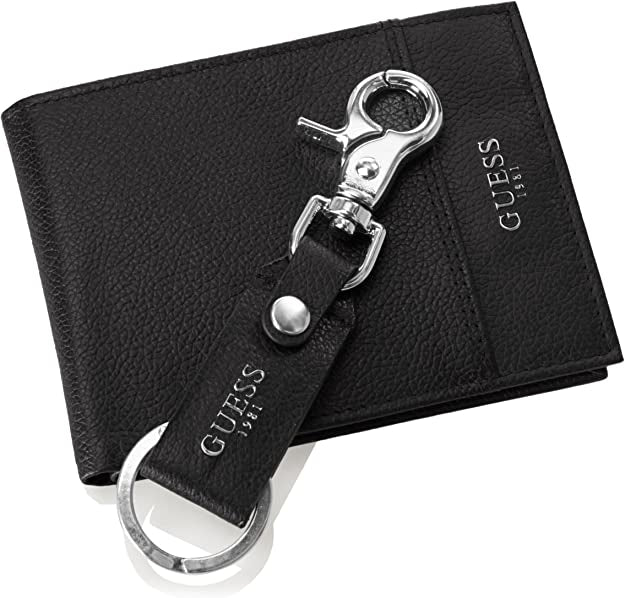 PORTAFOGLIO GUESS SOLO CARTE E BANCONOTE + PORTACHIAVI  SM3318LEA71 NERO