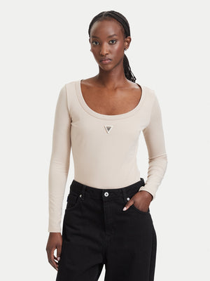 MAGLIA BODY MANICHE LUNGHE DONNA GUESS V4YP07J1314 G6K5 CREMA