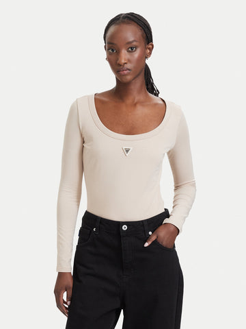 MAGLIA BODY MANICHE LUNGHE DONNA GUESS V4YP07J1314 G6K5 CREMA