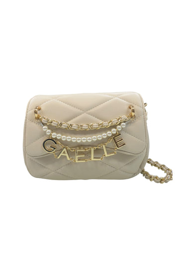 BORSA TRACOLLINA GAELLE MATELASSè E PERLE GAACW02442 BURRO