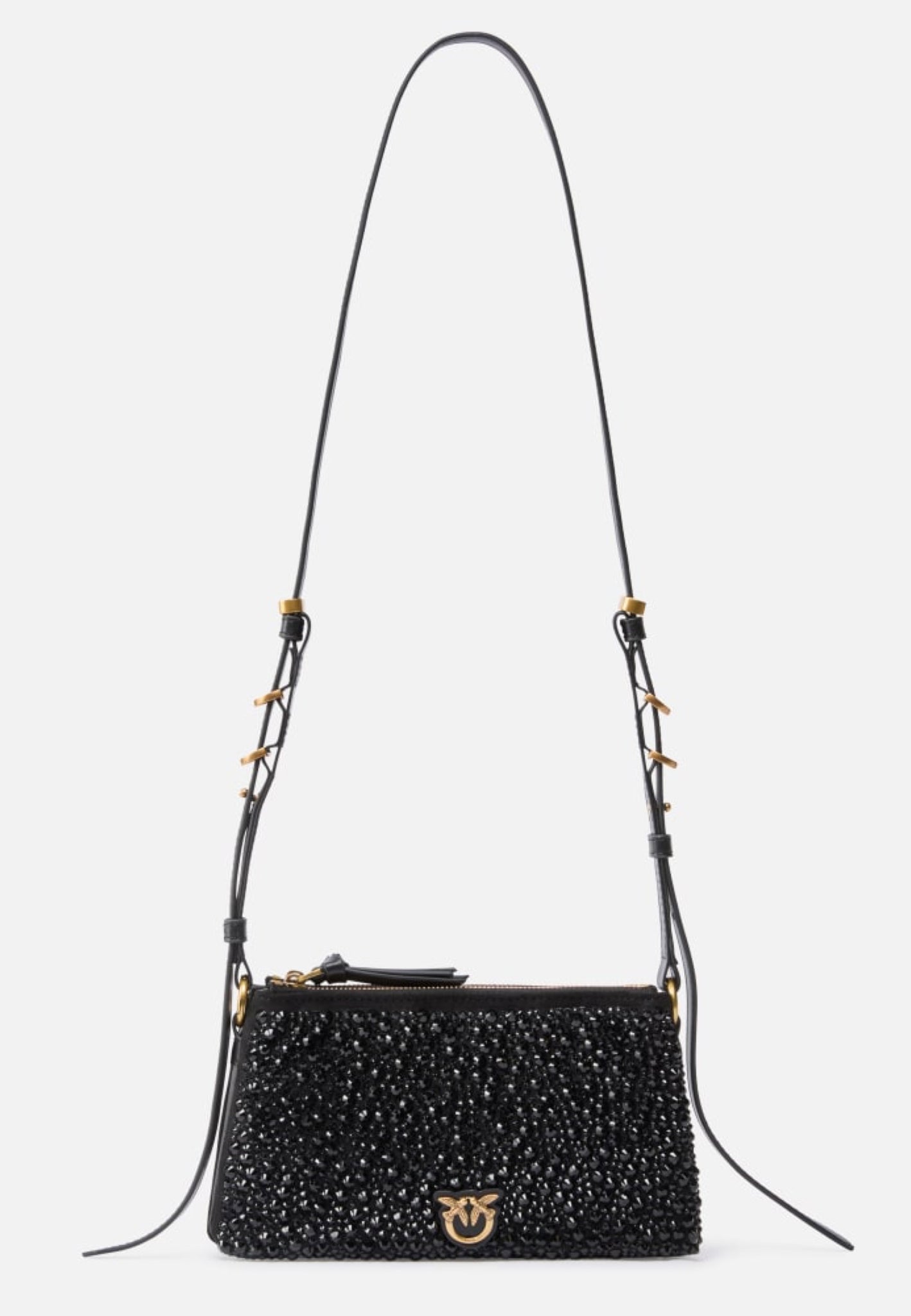 BORSA PINKO DOUBLE MINI PELLE STRASS 105359 A2WF Z99Q NERO