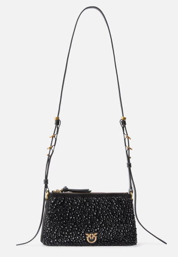 BORSA PINKO DOUBLE MINI PELLE STRASS 105359 A2WF Z99Q NERO