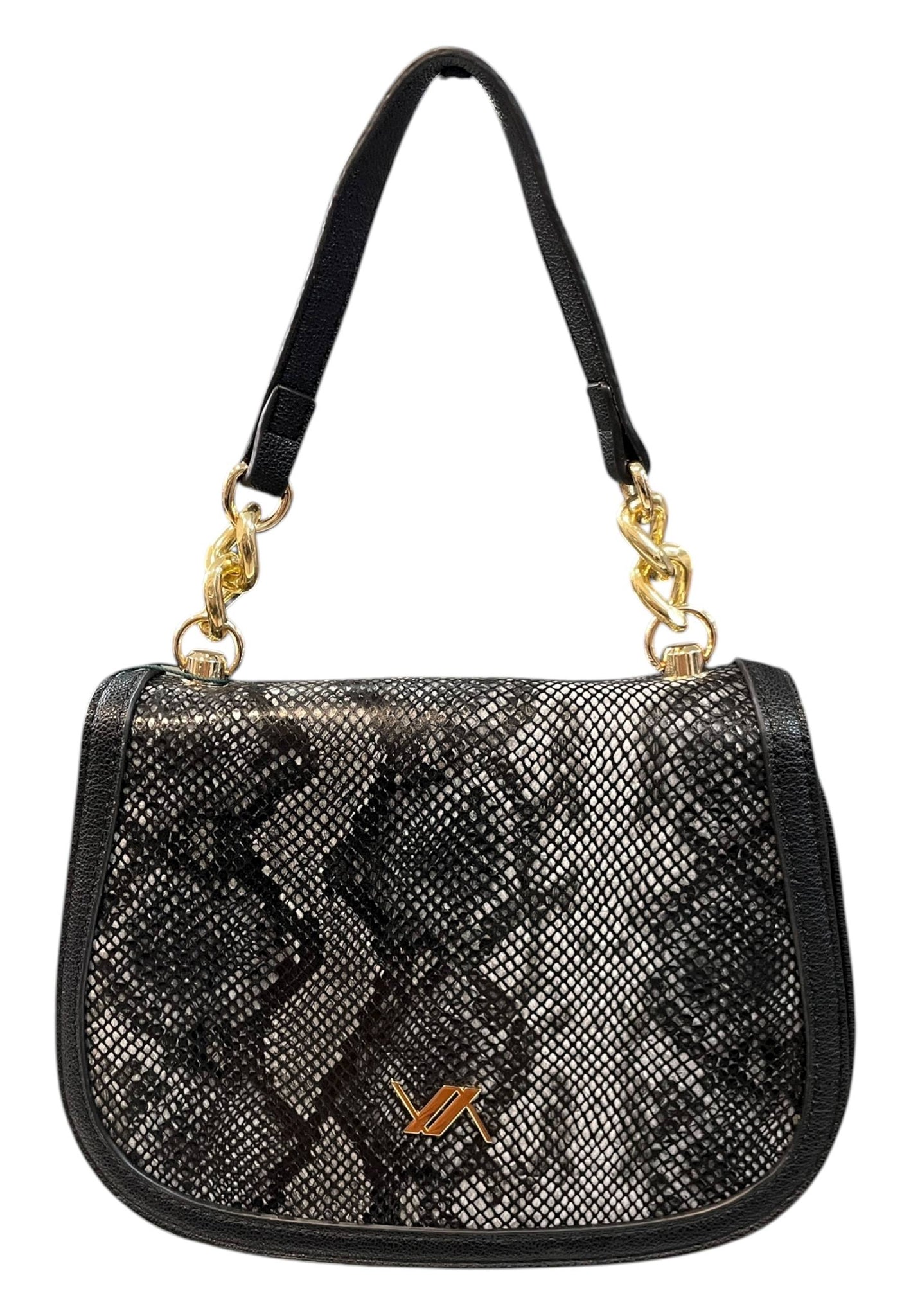 BORSA TRACOLLINA DONNA VERDE 16-0008178 ANIMALIER NERO