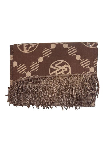 SCIARPA DONNA YNOT REVERSIBILE CON FRANGE LOGO LOG-114F6 NUT