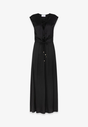 ABITO LUNGO DONNA IN RASO GAELLE GAABW09903 NERO