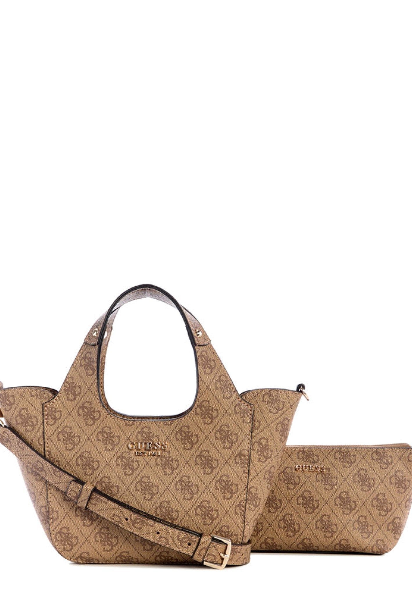 BORSA A MANO E TRACOLLA DONNA GUESS CALISTA MINI SG733475 LATTE LOGO