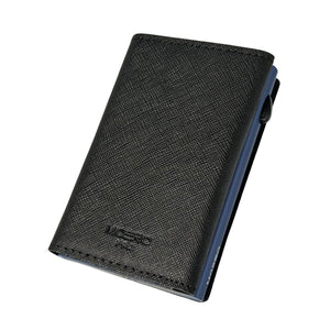 PORTAFOGLIO MOERO SAFFIANO PRO CON ZIP NERO-MIDNIGHT BLUE