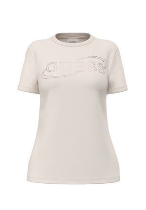 MAGLIA T-SHIRT MEZZA MANICA DONNA GUESS V6BI01K6248 G012 OFF WHITE