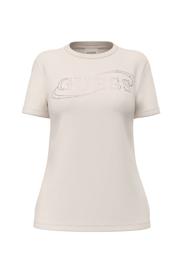 MAGLIA T-SHIRT MEZZA MANICA DONNA GUESS V6BI01K6248 G012 OFF WHITE