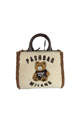 BORSA A MANO E TRACOLLA PICCOLA PASHBAG MINI MARGE 20167 SHEPHERD TEDDY YVORY