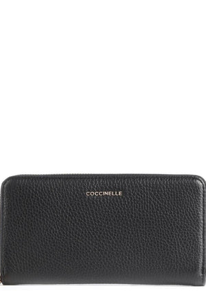 PORTAFOGLIO LUNGO ZIP AROUND DONNA COCCINELLE METALLIC SOFT E2MW5110401 001 NOIR