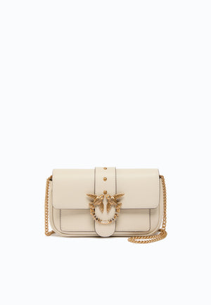 BORSA PINKO LOVE POCKET NEW BUCKLE 107072 AOF1 Z14Q BIANCO-ORO