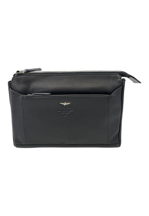 POCHETTE CLUTCH DA POLSO UOMO IN PELLE GRANDE AERONAUTICA MILITARE AM-572 NERO