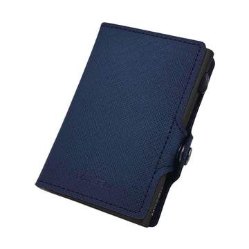 PORTAFOGLIO MOERO CLASSICO SAFFIANO CON BOTTONCINO BLU-NERO
