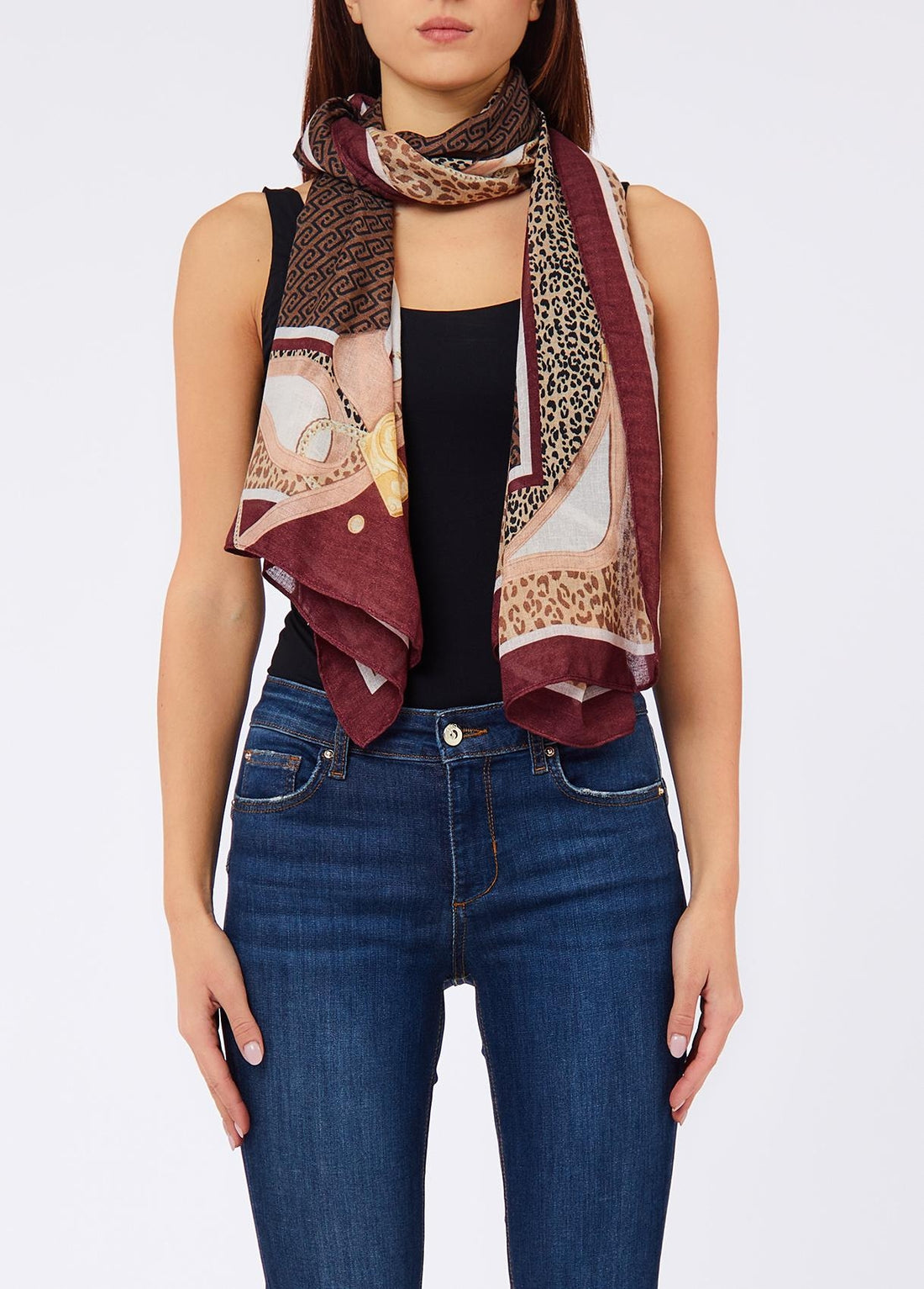 FOULARD STOLA ANIMALIER LIU-JO 2F6063_T2745 RED AUBERGIN