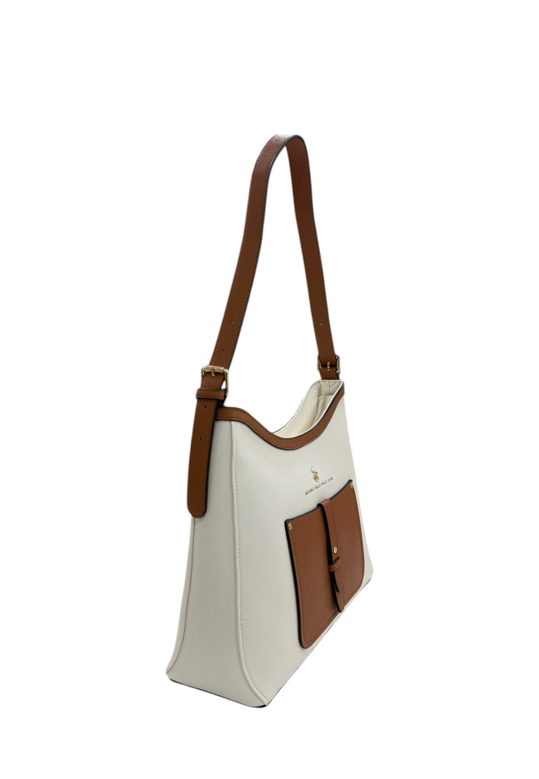 BORSA ASCELLARE A SPALLA DONNA BEVERLY HILLS POLO CLUB BH-4541 BIANCO-CUOIO