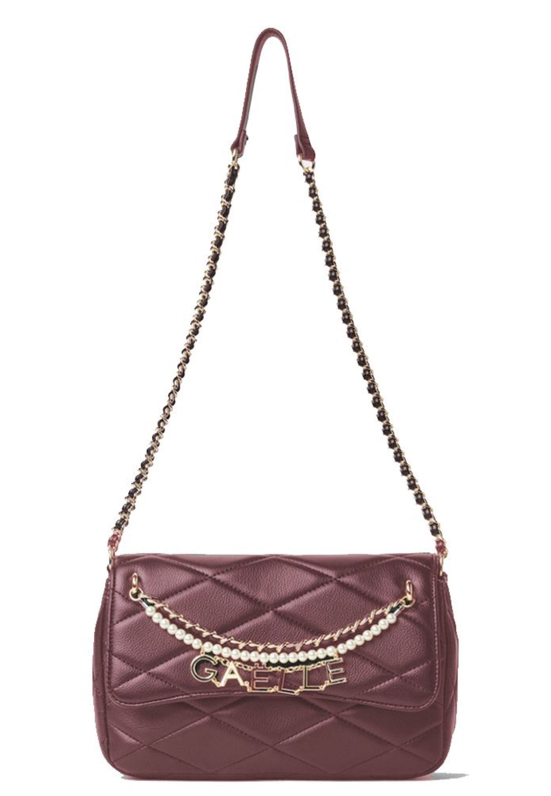 BORSA MEDIUM A TRACOLLA  GAELLE MATELASSè E PERLE GAACW02441 MOSTO