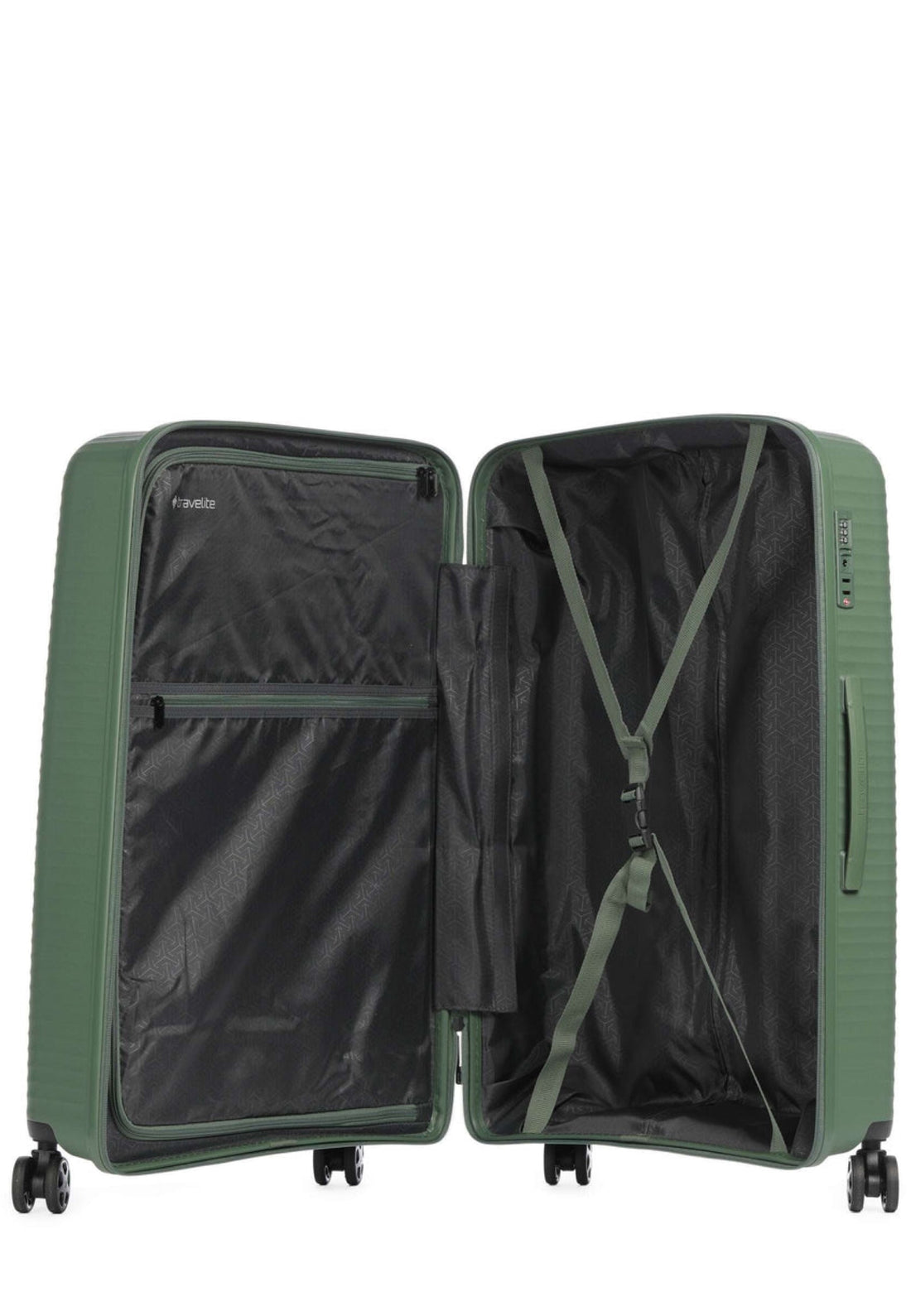 VALIGIA TROLLEY RIGIDO GRANDE TRAVELITE AIR STRIPE 7000349-80 VERDE