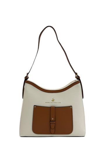 BORSA ASCELLARE A SPALLA DONNA BEVERLY HILLS POLO CLUB BH-4541 BIANCO-CUOIO