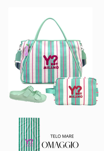 COORDINATO MARE BORSA + NECESSAIRE+SANDALI YNOT MISTRAL AQUA