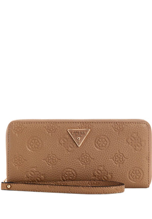 PORTAFOGLIO DONNA ZIP AROUND GUESS CRESIDIA II SLG PD9888146 DARK TAUPE LOGO
