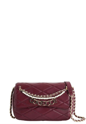 BORSA MEDIUM A TRACOLLA  GAELLE MATELASSè E PERLE GAACW02441 MOSTO