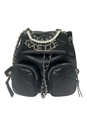 ZAINO MINI BACK PACK PERLE E CHARMS DONNA GAELLE GAACW03126 NERO