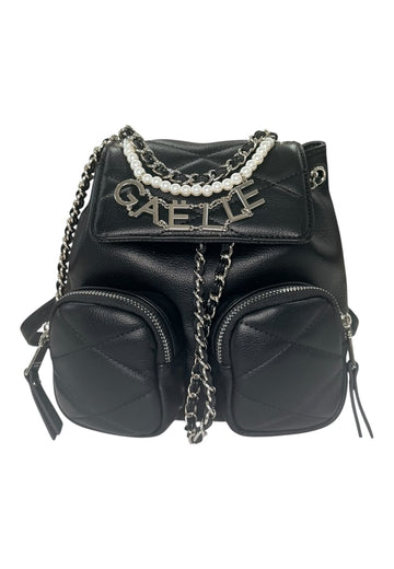 ZAINO MINI BACK PACK PERLE E CHARMS DONNA GAELLE GAACW03126 NERO