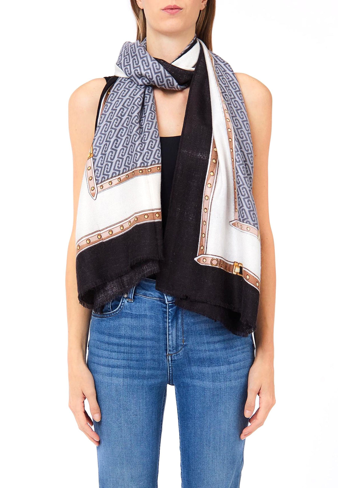 PASHMINA STOLA DONNA LOGO LIU-JO 2F6066_T2738 22222 NERO