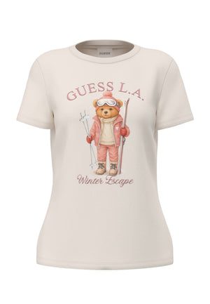 MAGLIA T-SHIRT MEZZA MANICA DONNA GUESS V6BI19K6749 G012 CREMA