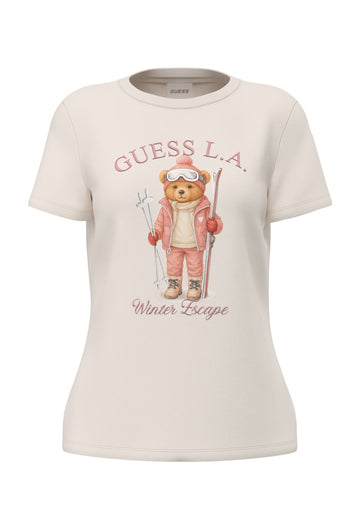 MAGLIA T-SHIRT MEZZA MANICA DONNA GUESS V6BI19K6749 G012 CREMA