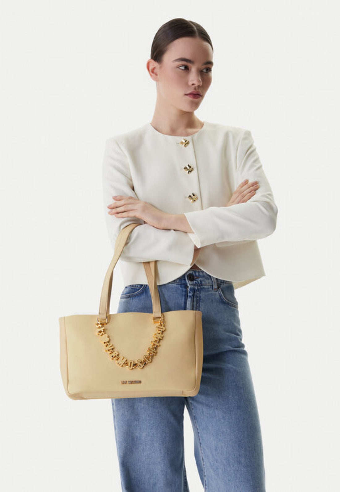 BORSA A SPALLA LOVE MOSCHINO IN PELLE JC4153PP1OL171 BURRO